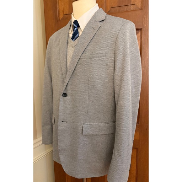 Banana Republic Tailored Slim Fit Blazer Men 44R Gray Textured Sport Coat Jacket - Picture 7 of 16
